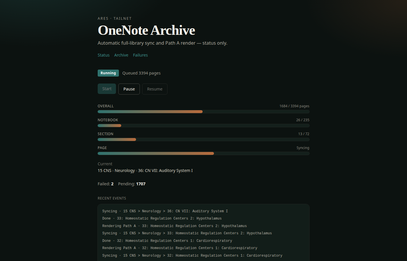 OneNote Archive Web Dashboard